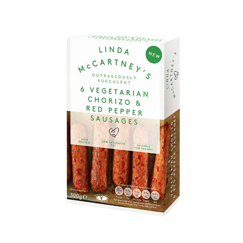 Linda McCartney’s 6 Salchichas de Chorizo con Pimiento Rojo 300g