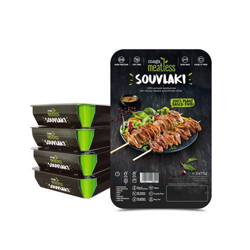 Mega Meatless Souvlaki 5X75g |100% a base de plantas | Sin Gluten | Sin Soja