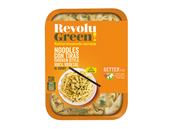 Revolu Green Noodles con Tiras Vegetales y Salsa Curry 270g