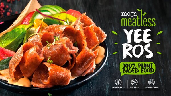 Mega Meatless Yeeros 1kg|100% a base de plantas | Sin Gluten | Sin Soja