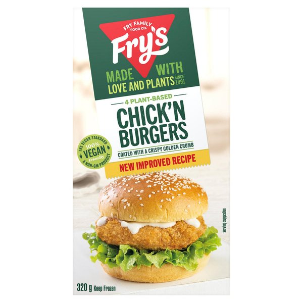 Frys Family Foods 4 Hamburguesas de Estilo Pollo Crujiente 320g